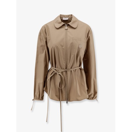 Cotton shirt jacket with front embroidered logo