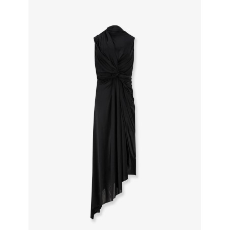 Stretch fabric long asymmetrical dress