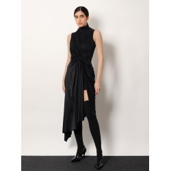 Stretch fabric long asymmetrical dress