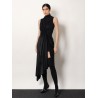 Stretch fabric long asymmetrical dress