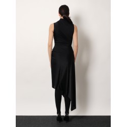 Stretch fabric long asymmetrical dress