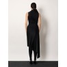 Stretch fabric long asymmetrical dress