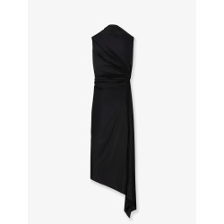 Stretch fabric long asymmetrical dress