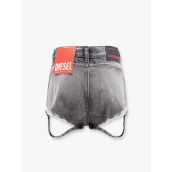 Blue denim shorts with a destroyed effect