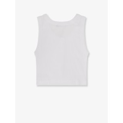 Ribbed cotton tank top with front logo patch