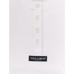 Ribbed cotton tank top with front logo patch