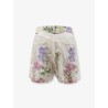 Pansy cotton blend shorts with all-over floral pattern