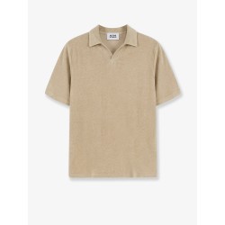 Linen and cotton blend polo shirt