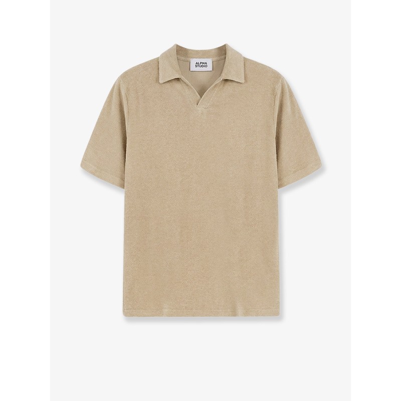 Linen and cotton blend polo shirt