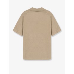Linen and cotton blend polo shirt