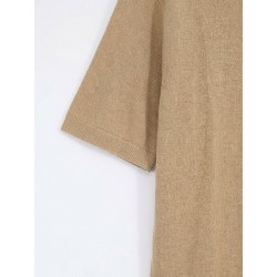 Linen and cotton blend polo shirt