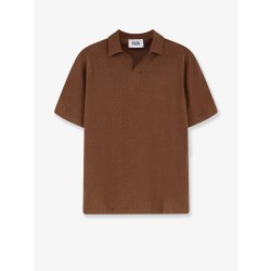 Linen and cotton blend polo shirt