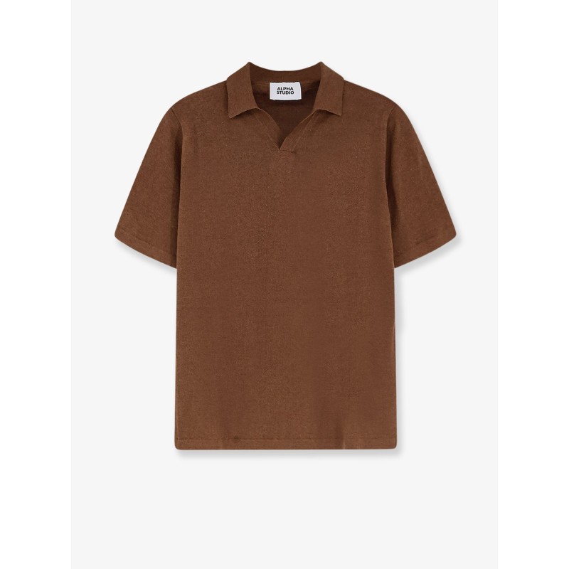 Linen and cotton blend polo shirt